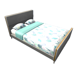 TS4 Double bed - leaf pattern, gray frame