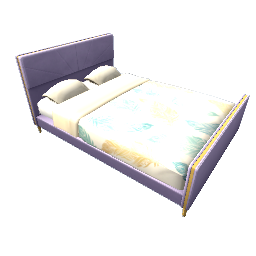 TS4 Double bed - leaf pattern, purple frame