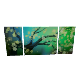 TS4 Cherry blossom paintings - green and yellow
