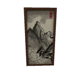 TS4 Vertical painting - brown frame - mountains