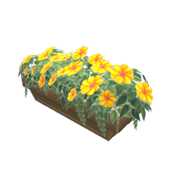 TS4 Wall flowers - yellow, light wood