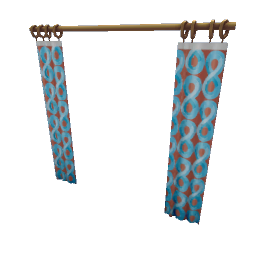 TS4 Wide curtain - blue pattern