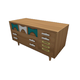 TS4 Cupboard - light wood with teal accents