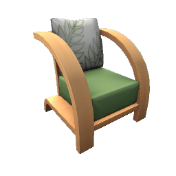 TS4 Wooden armchair - green cushions