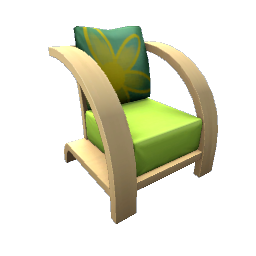 TS4 Wooden armchair - green and yellow