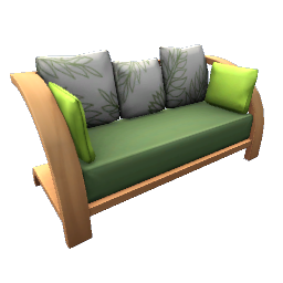 TS4 Wood frame sofa - green cushions