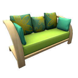 TS4 Wood frame sofa - green and yellow