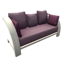 TS4 Wood frame sofa - purple cushions
