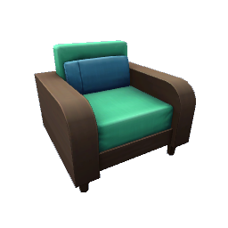 TS4 Armchair - green, dark wood