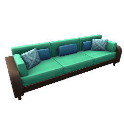 TS4 Couch - green, dark wood