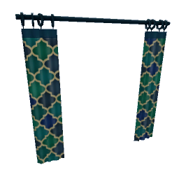 TS4 Patterned wide curtain - green and blue