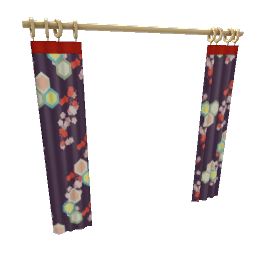 TS4 Patterned wide curtain - purple and red