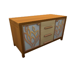 TS4 Cupboard with metal accents - orange wood