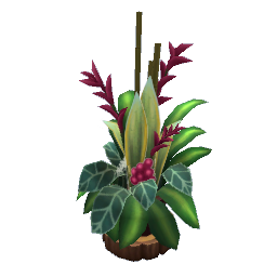 TS4 Plant on a wood stump - pink
