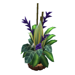 TS4 Plant on a wood stump - purple