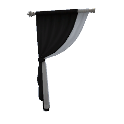 TS4 Left tied curtain - black