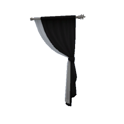 TS4 Right tied curtain - black