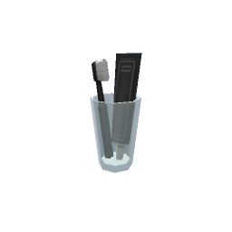 TS4 Glass with a toothbrush and toothpaste - black