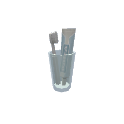 TS4 Glass with a toothbrush and toothpaste - white