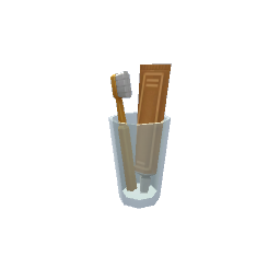 TS4 Glass with a toothbrush and toothpaste - yellow