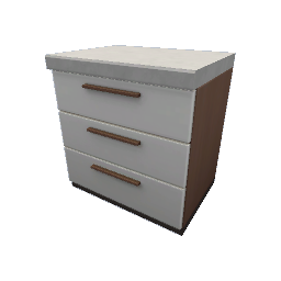TS4 Modern kitchen set 1, counter - medium wood, white drawers