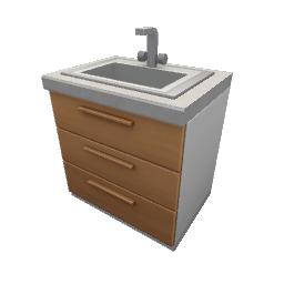 TS4 Modern kitchen set 1, sink - light wood drawers