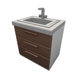 TS4 Modern kitchen set 1, sink - medium wood drawers