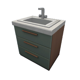 TS4 Modern kitchen set 1, sink - green drawers