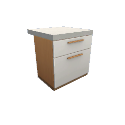 TS4 Modern kitchen set 1, island - light wood, white drawers