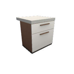 TS4 Modern kitchen set 1, island - medium wood, white drawers