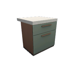 TS4 Modern kitchen set 1, island - green drawers