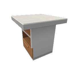 TS4 Modern kitchen set 1, island, left end - light wood drawers