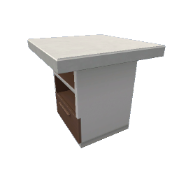 TS4 Modern kitchen set 1, island, left end - medium wood drawers