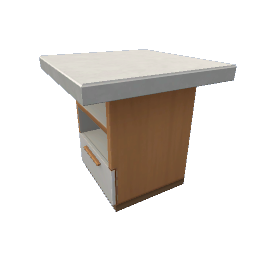 TS4 Modern kitchen set 1, island, left end - light wood, white drawers