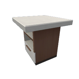 TS4 Modern kitchen set 1, island, left end - medium wood, white drawers