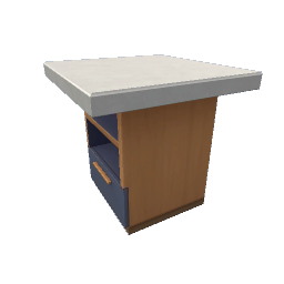 TS4 Modern kitchen set 1, island, left end - blue drawers