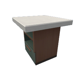 TS4 Modern kitchen set 1, island, left end - green drawers