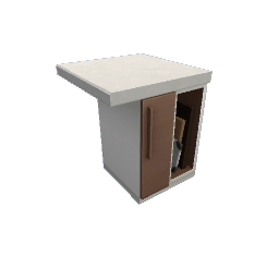 TS4 Modern kitchen set 1, island, right end - medium wood drawers