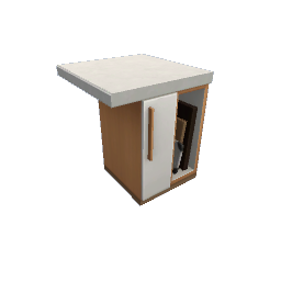TS4 Modern kitchen set 1, island, right end - light wood, white drawers