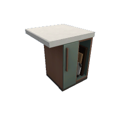 TS4 Modern kitchen set 1, island, right end - green drawers
