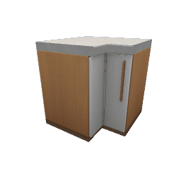 TS4 Modern kitchen set 1, corner counter - light wood, white drawers