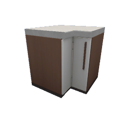 TS4 Modern kitchen set 1, corner counter - medium wood, white drawers