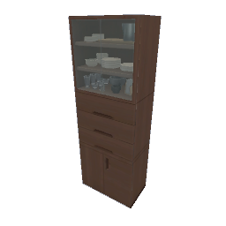TS4 Modern kitchen set, tall cabinet - medium wood