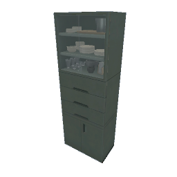 TS4 Modern kitchen set, tall cabinet - green