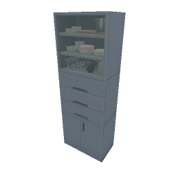 TS4 Modern kitchen set, tall cabinet - blue