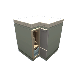 TS4 Modern kitchen set 3, corner counter - green