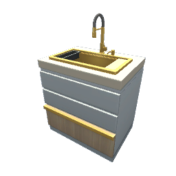 TS4 Modern kitchen set 3, sink - blue, white countertop