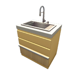 TS4 Modern kitchen set 3, sink - yellow, white countertop
