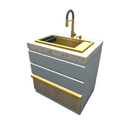 TS4 Modern kitchen set 3, sink - blue
