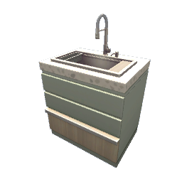 TS4 Modern kitchen set 3, sink - green